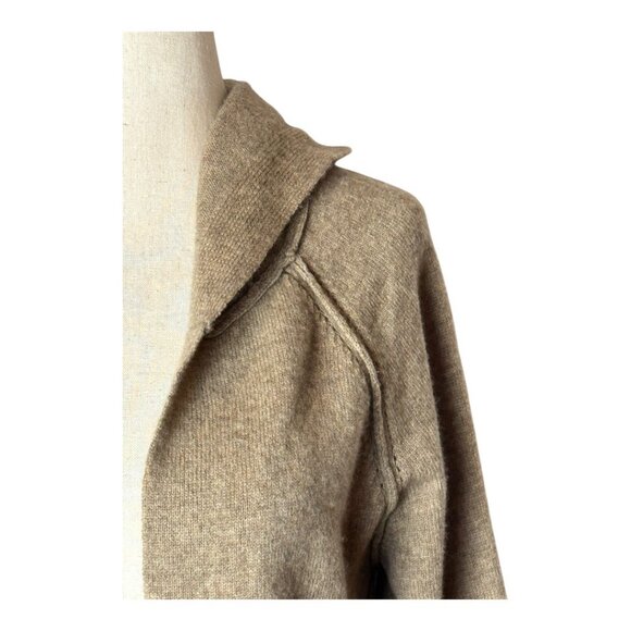 Joie Sweater Women XS Tan Cashmere Wool Knit Hooded Longline Open Cardigan - Picture 5 of 12